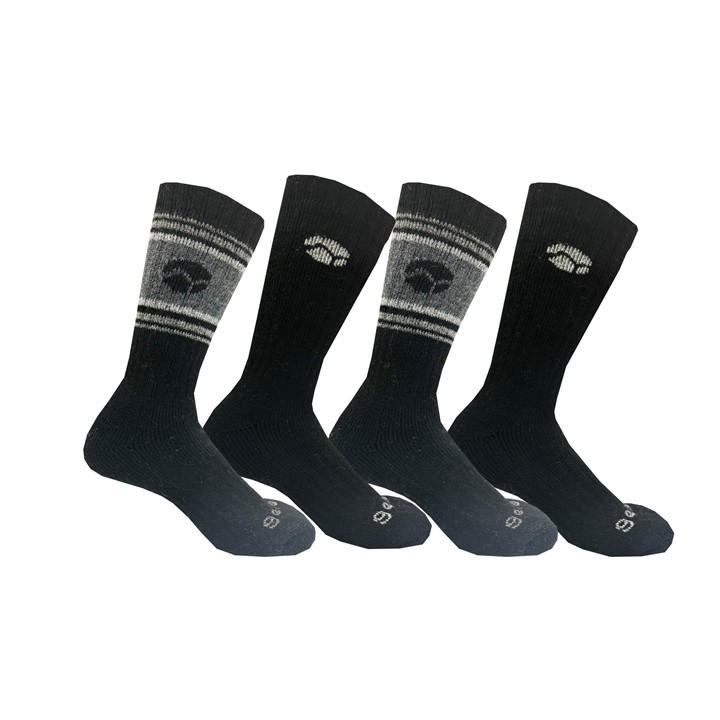 Gelert Men's Black 4Pk Cold Weather Wool Blend Crew Socks in Size 7 - 11, Sports Direct