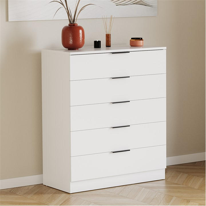 Lassic  White Trega  Chest Of Drawers in Size 5 Drawer, Sports Direct