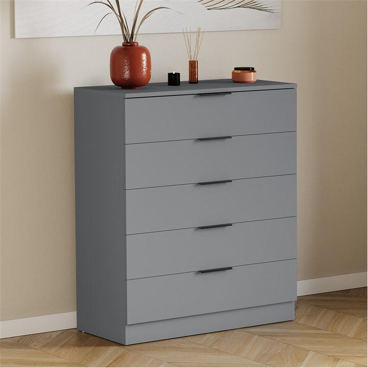 Lassic Unisex Grey Trega 5 Drawer Chest Of Drawers
