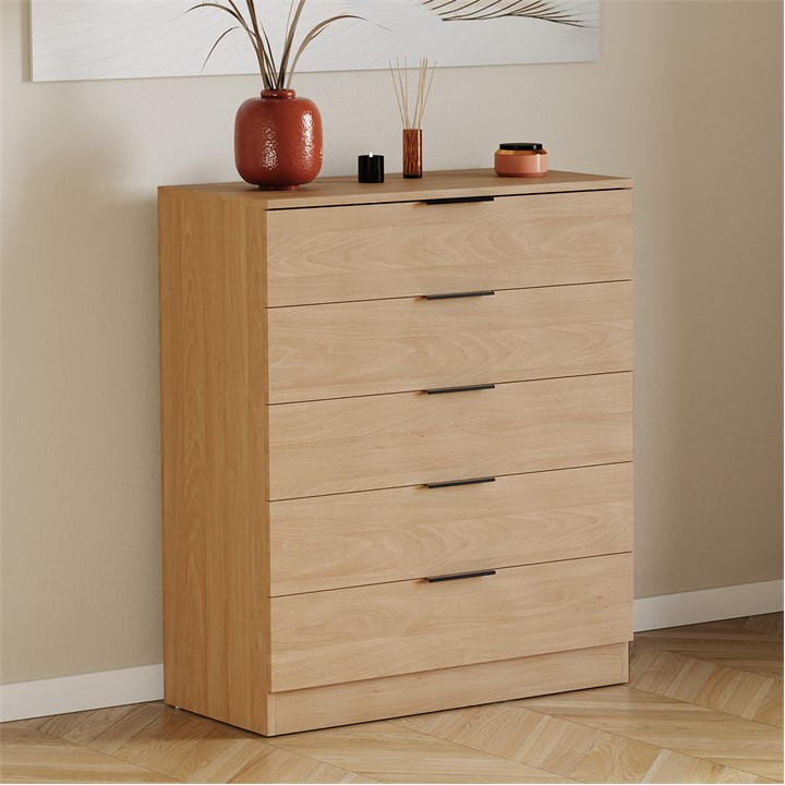 Lassic Unisex Beige Trega 5 Drawer Chest Of Drawers