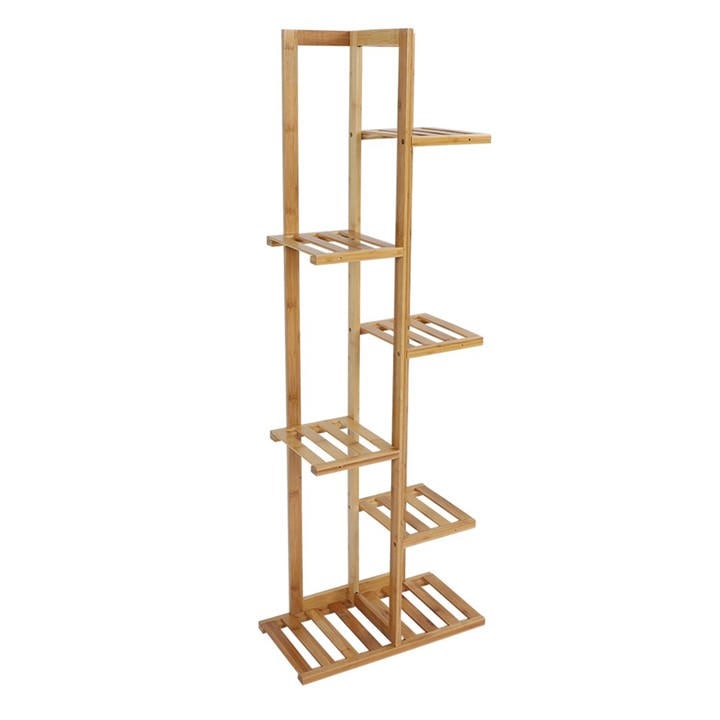 Life Ideas  Brown Rustic Wooden 6-Tiered Potted Plant Stand, Sports Direct