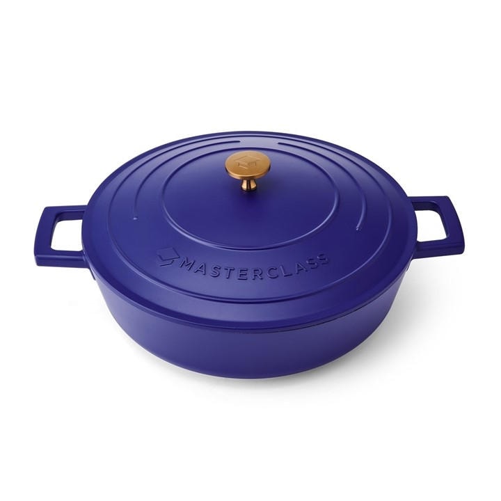 Masterclass Unisex Blue Cast Aluminium Casserole Dish Electric Shallow Cooking Pot,, 4L, Gift Boxed 28Cm - Image 3