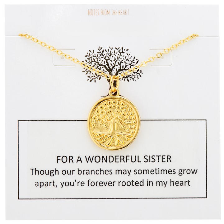 Notes From The Heart Women's Gold Nfth For A Wonderful Sister Pendant, Sports Direct