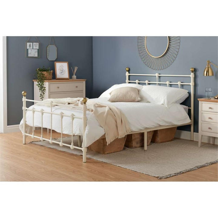 Birlea  Cream Atlas Metal Bed in Size Double, Sports Direct