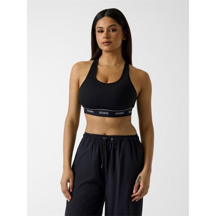 Guess Women's Black Alba Jersey Bralette in Size 12, Sports Direct