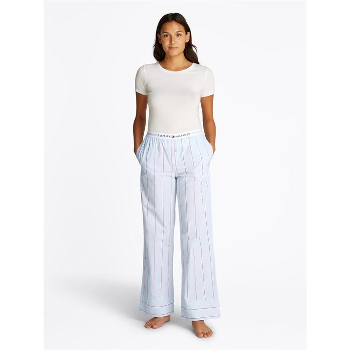 Tommy Hilfiger Women's Blue Poplin Pyjama Trousers in Size 10, Sports Direct