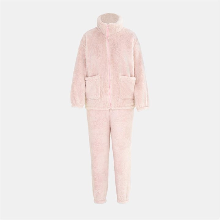 Miso Women's Pink Sherpa Suit in Size 12, Sports Direct