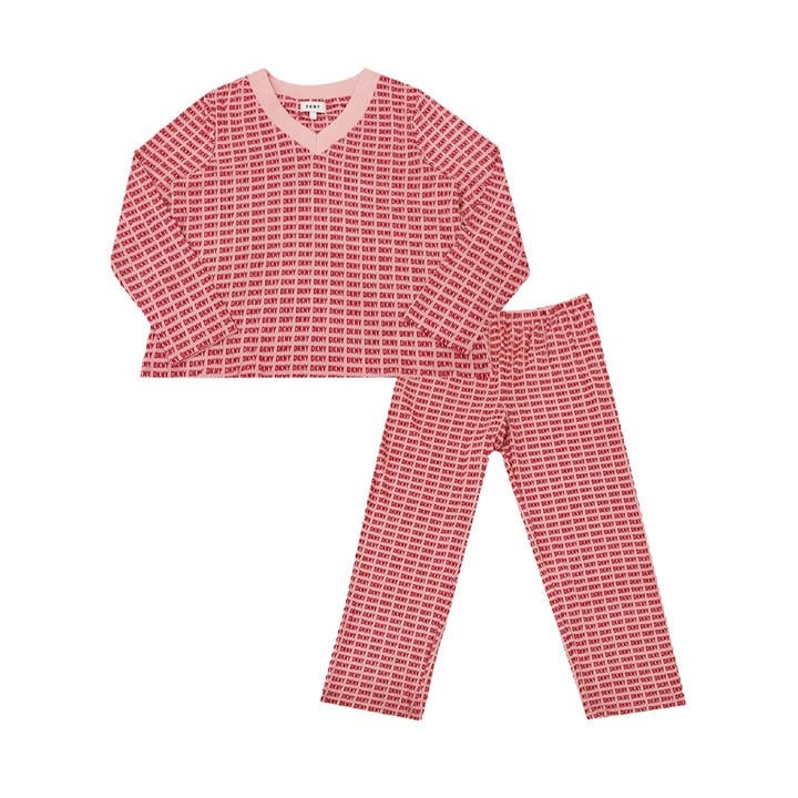 Dkny Women's Pink Long Sleeve Pyjama Set in Size 16, Sports Direct