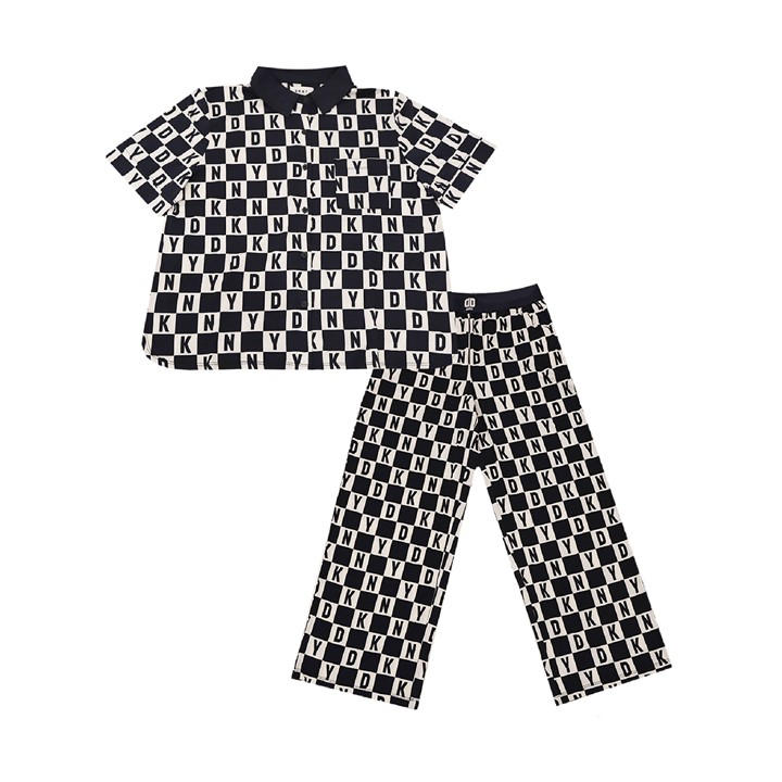 Dkny Women's Blue Long Short Sleeve Pyjama Set in Size 12, Sports Direct