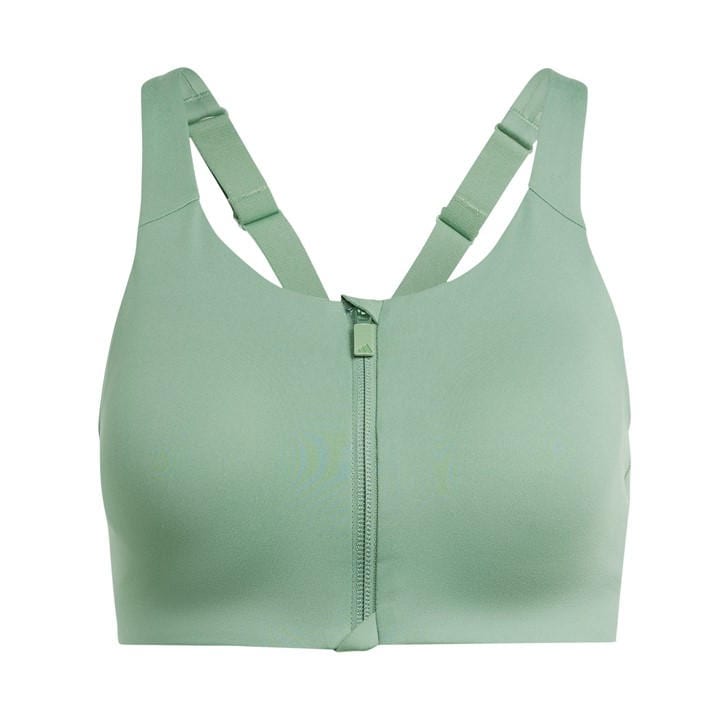 Adidas Women's Green Lux Zipped High Impact Sports Bra in Size 30C, Sports Direct