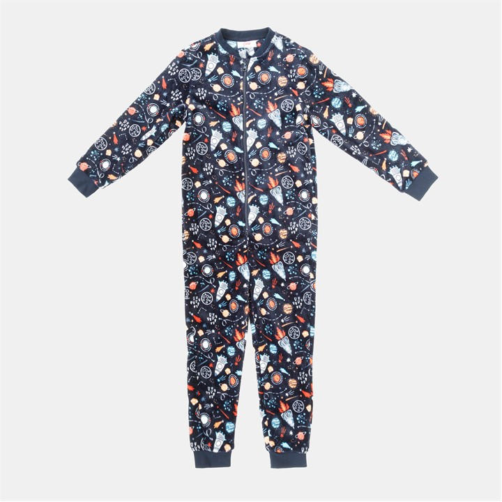 Star Boys Blue Fleece Onesie Game Print  in Size 11 - 12 Years, Sports Direct