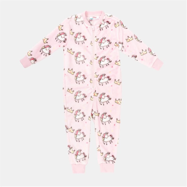 Star Girls Pink Fleece Onesie Infant Unicorn Print in Size 2 - 3 Years, Sports Direct