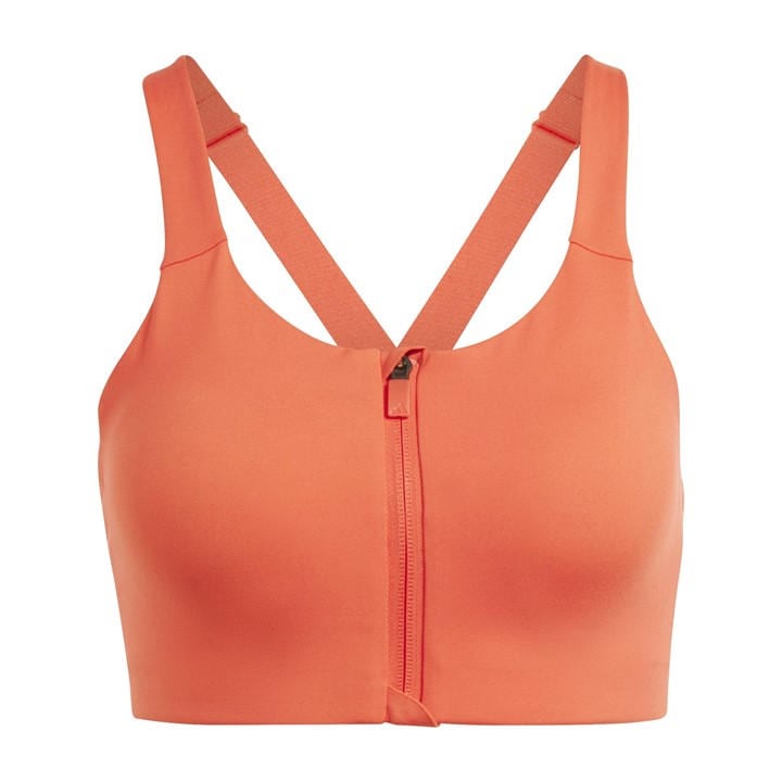 Adidas Women's Red Tlrd Impact Luxe High-Support Zip Bra in Size 32A, Sports Direct