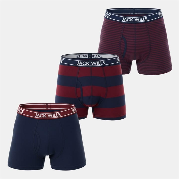 Jack Wills Men' Red Jw Daundley Boxers 3 Pack in Size S, Sports Direct