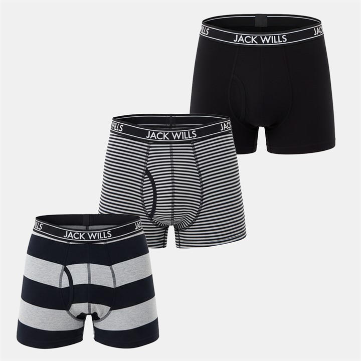 Jack Wills Men' Black Jw Daundley Boxers 3 Pack in Size S, Sports Direct