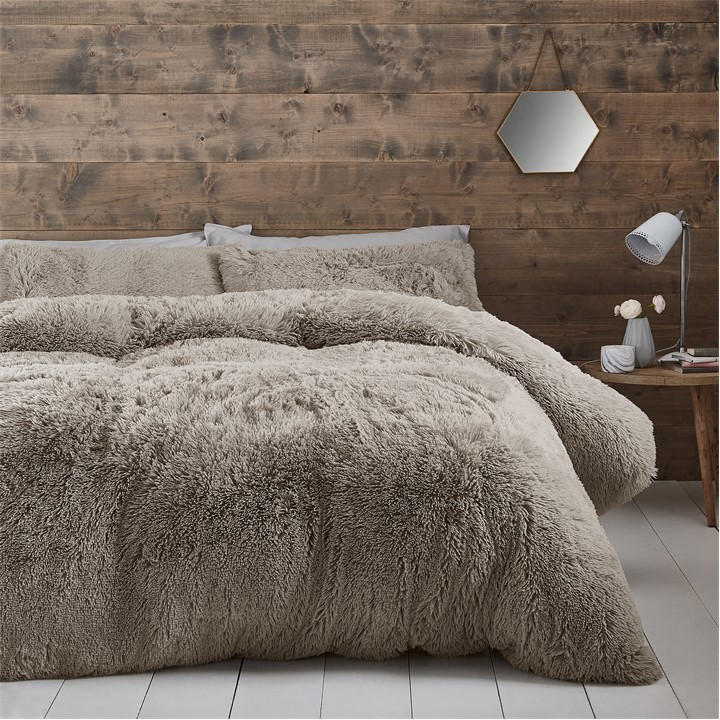 Photos - Bed Linen Catherine Lansfield Cuddly Deep Pile Faux Fur Duvet Cover Set - Beige 