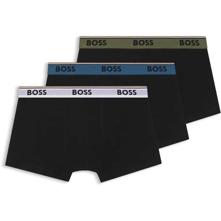 Boss Men's Black Power 3 Pack Trunks in Size L, Sports Direct