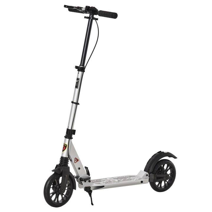 Homcom Unisex Kids Silver Height Ajustable Scooter Foldable With Disc Break