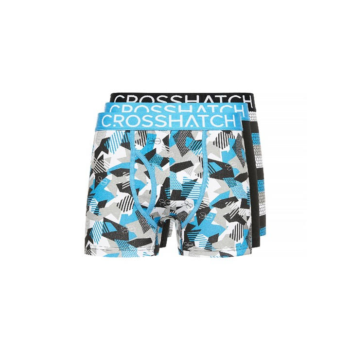 Crosshatch Men's Blue Crystaline 3 Pack Boxer Briefs in Size XL, Sports Direct
