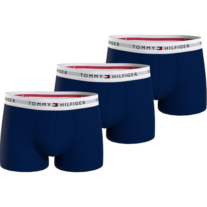 Tommy Hilfiger Men' Blue 3-Pack Logo Waistband Trunks in Size S, Sports Direct