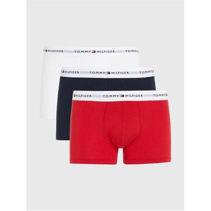 Tommy Hilfiger Men' Blue 3-Pack Logo Waistband Trunks in Size S, Sports Direct