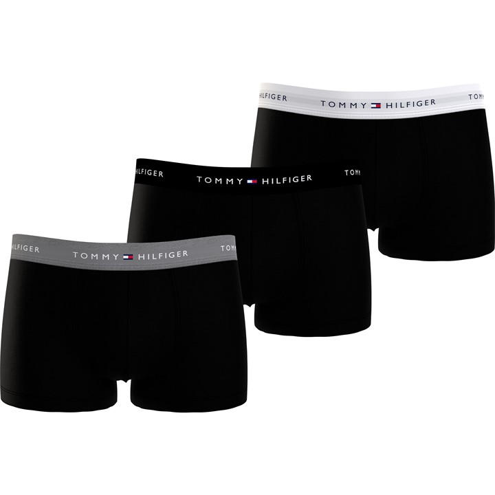 Tommy Hilfiger Men' Black 3-Pack Logo Waistband Trunks in Size S, Sports Direct