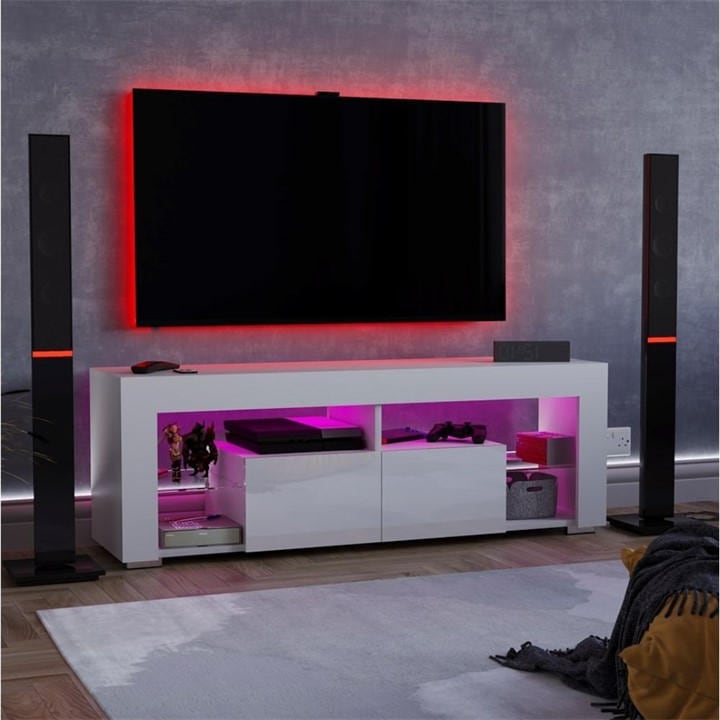 Lassic  White Vida Designs Luna 2 Drawer Led Tv Unit, Sports Direct