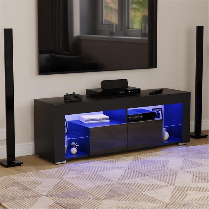 Lassic  Black Vida Designs Luna 2 Drawer Led Tv Unit, Sports Direct
