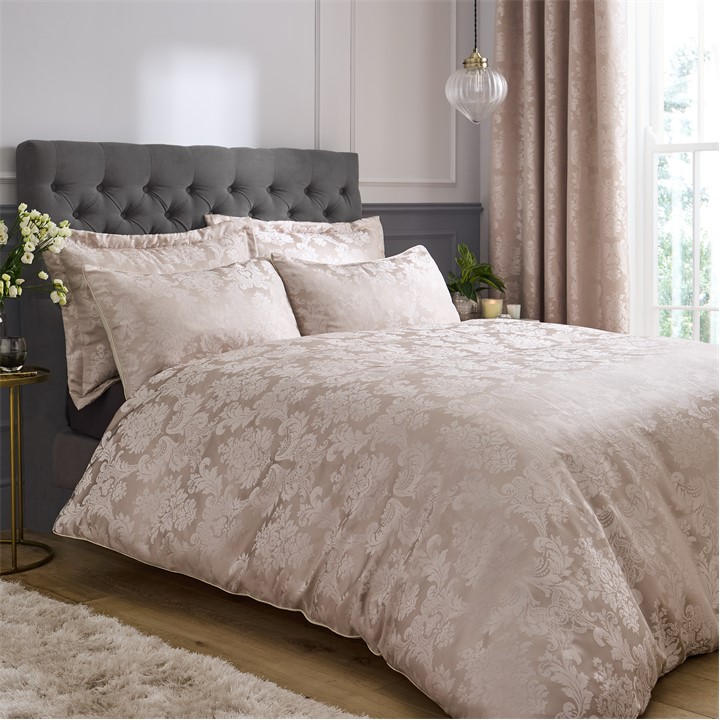 Catherine Lansfield  Neutral Damask Jacquard Duvet Cover Set in Size King, Sports Direct