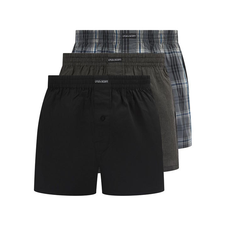 Lyle And Scott Men's Robinson Cotton Boxers 3 Pack - Chk/Blk/Stripe - Small - Image 3