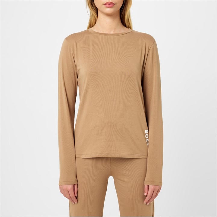 Boss Women's Brown Long-Sleeve Lounge Set, Pyjama Set in Size 16, Sports Direct