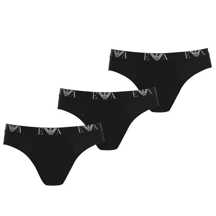 Emporio Armani Men' Black 3 Pack Briefs in Size S, Sports Direct