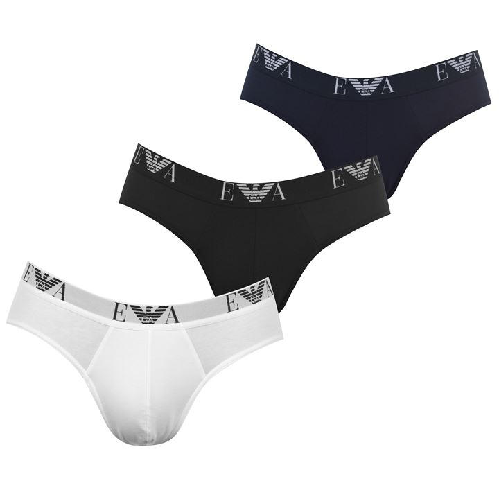 Emporio Armani Men' Black 3 Pack Briefs in Size S, Sports Direct