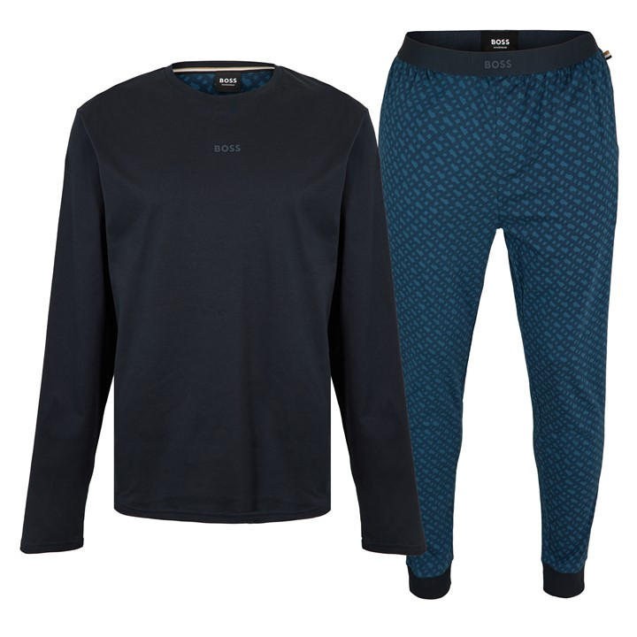 Boss Men' Blue Relax Long Set 10269542 02 Pyjama in Size S, Sports Direct