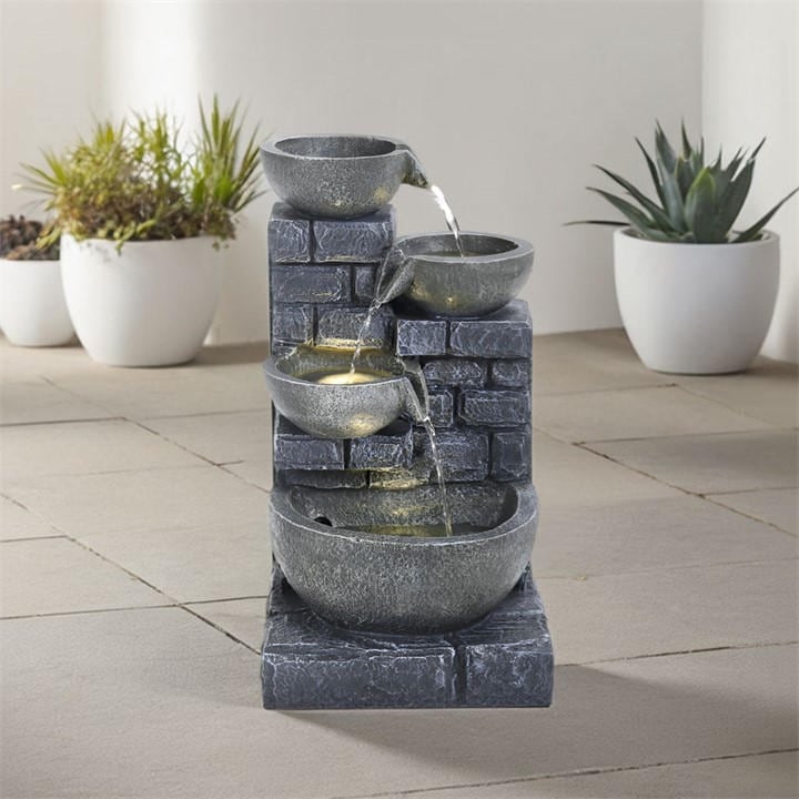 Breeins  Grey Rustic Solar Water Fountain With Led Lights, Sports Direct