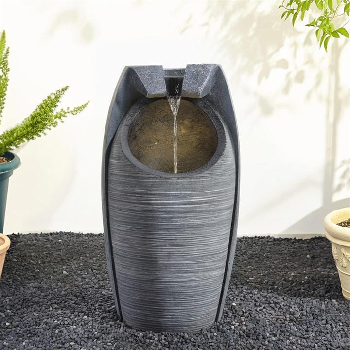 Breeins  Grey Outdoor Solar-Powered Water Fountain Rockery Decor, Sports Direct