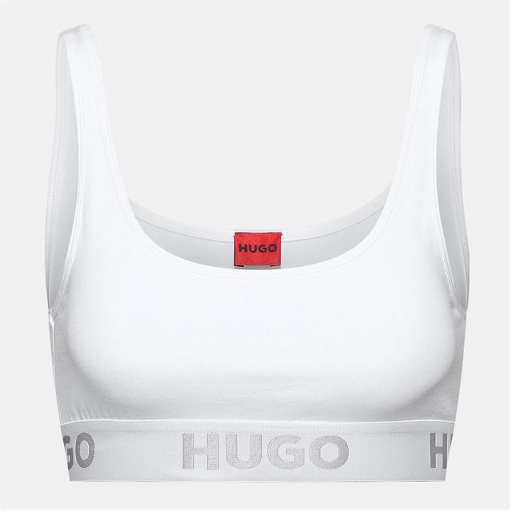 Hugo Women's White Sporty Logo Bralette in Size 14, Sports Direct