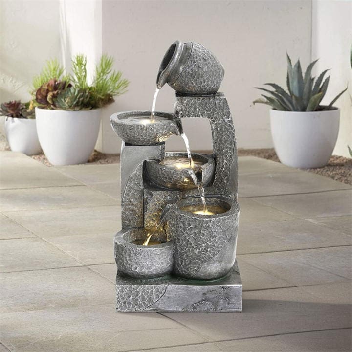 Breeins  Grey Big Cascade Solar-Powered Water Fountain, Sports Direct