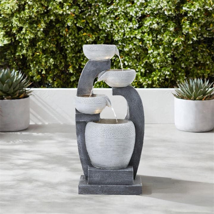 Breeins  Grey Outdoor Solar-Powered Water Fountain Rockery Decor, Sports Direct