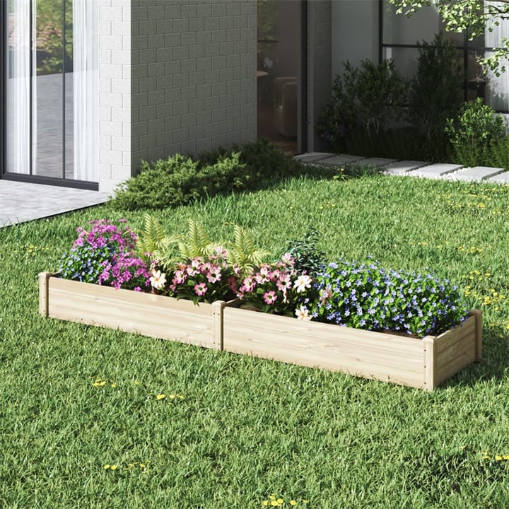 Breeins  Brown Solid Wood Raised Garden Bed With 2 Compartments, Sports Direct
