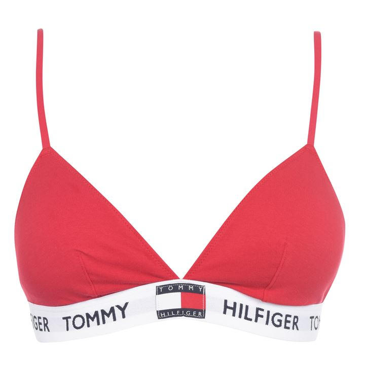 Tommy Hilfiger Women's Red Organic Cotton Padded Triangle Bra in Size 12, Sports Direct