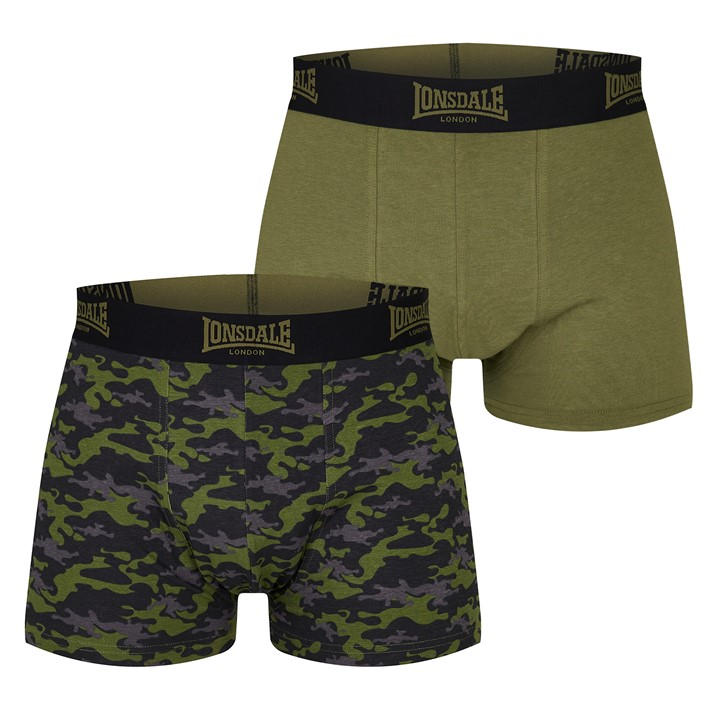 Lonsdale Men's Green Trunk Shorts 2 Pack in Size M, Sports Direct