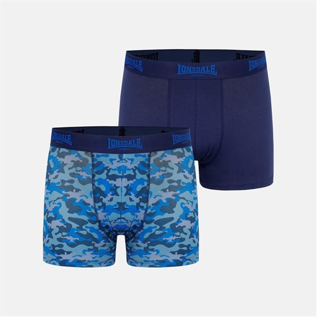 Blue / Camo - Lonsdale - Lonsdale Trunk Shorts 2 Pack Mens