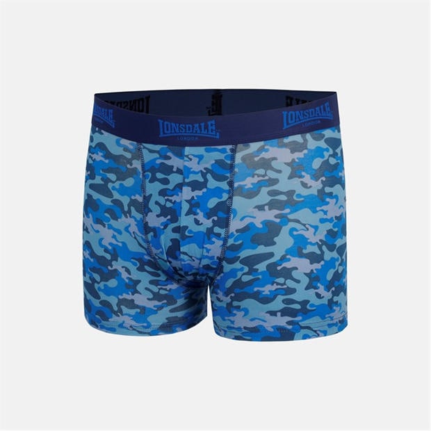 Blue / Camo - Lonsdale - Lonsdale Trunk Shorts 2 Pack Mens