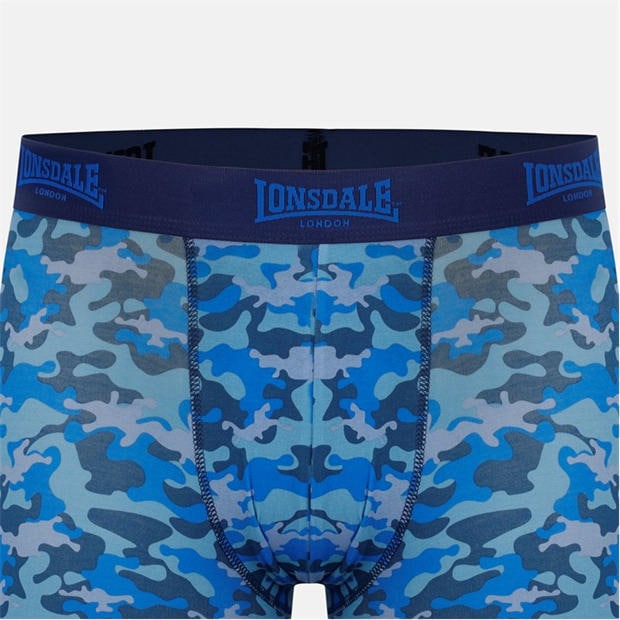 Blue / Camo - Lonsdale - Lonsdale Trunk Shorts 2 Pack Mens