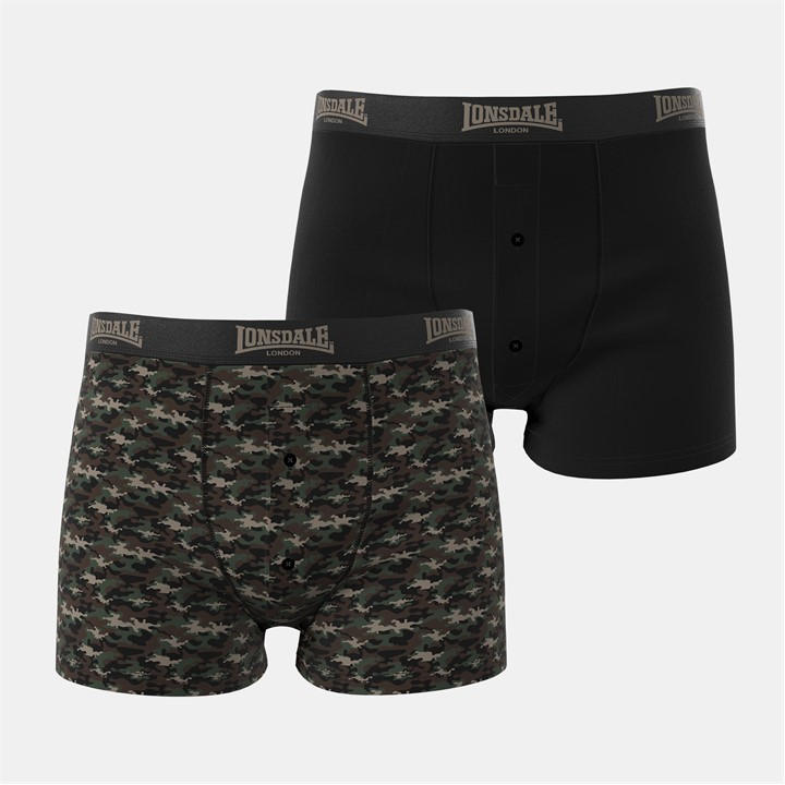 Lonsdale Men's Green 2 Pack Boxer Shorts in Size L, Sports Direct
