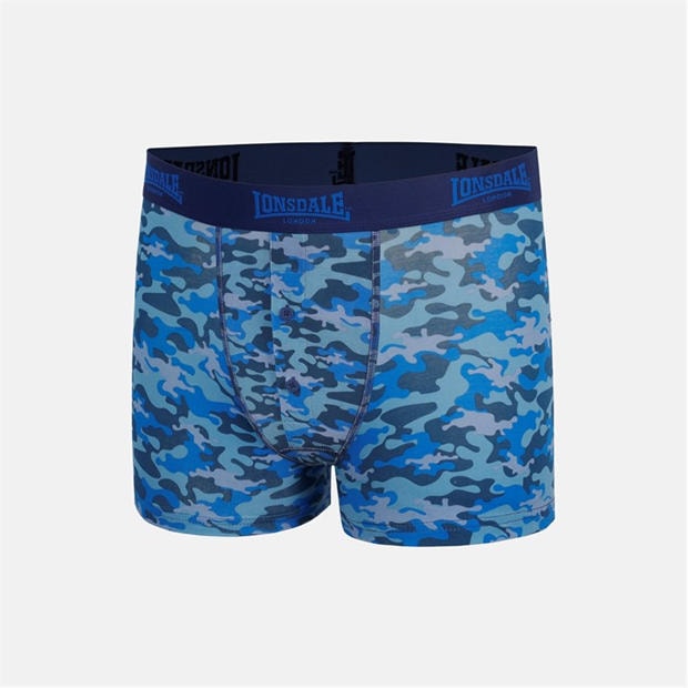 Blue / Camo - Lonsdale - 2 Pack Boxer Shorts Mens