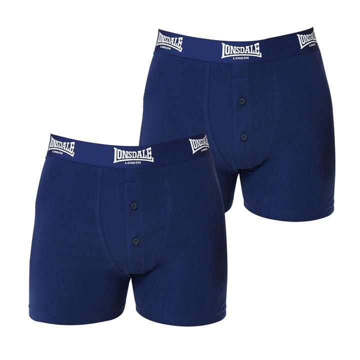 Lonsdale Men's Blue 2 Pack Boxer Shorts in Size 3XL, Sports Direct
