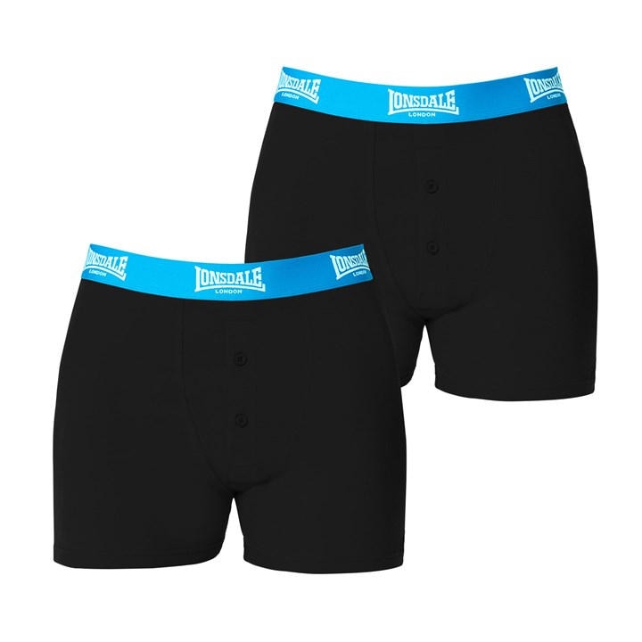Lonsdale Men's Black 2 Pack Boxer Shorts in Size 3XL, Sports Direct