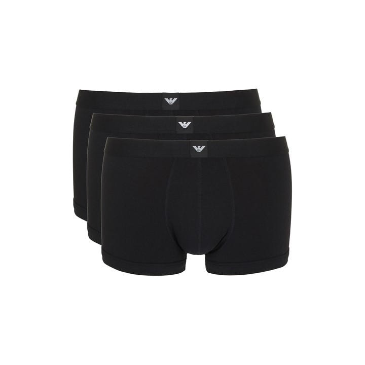 Emporio Armani Men's Black Soft-Touch Streamlined Fit Trunks in Size L, Sports Direct